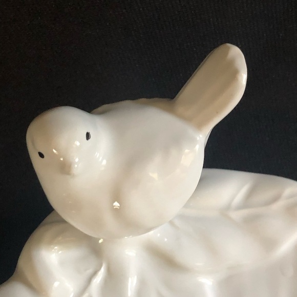 Maxcera Bird & Flower Trinket Serving Dish Candle Holder - White - Picture 2 of 9